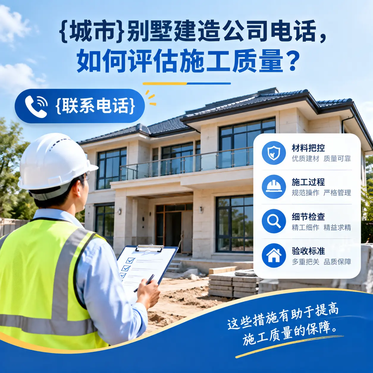 湄潭别墅建造公司电话，如何评估施工质量？