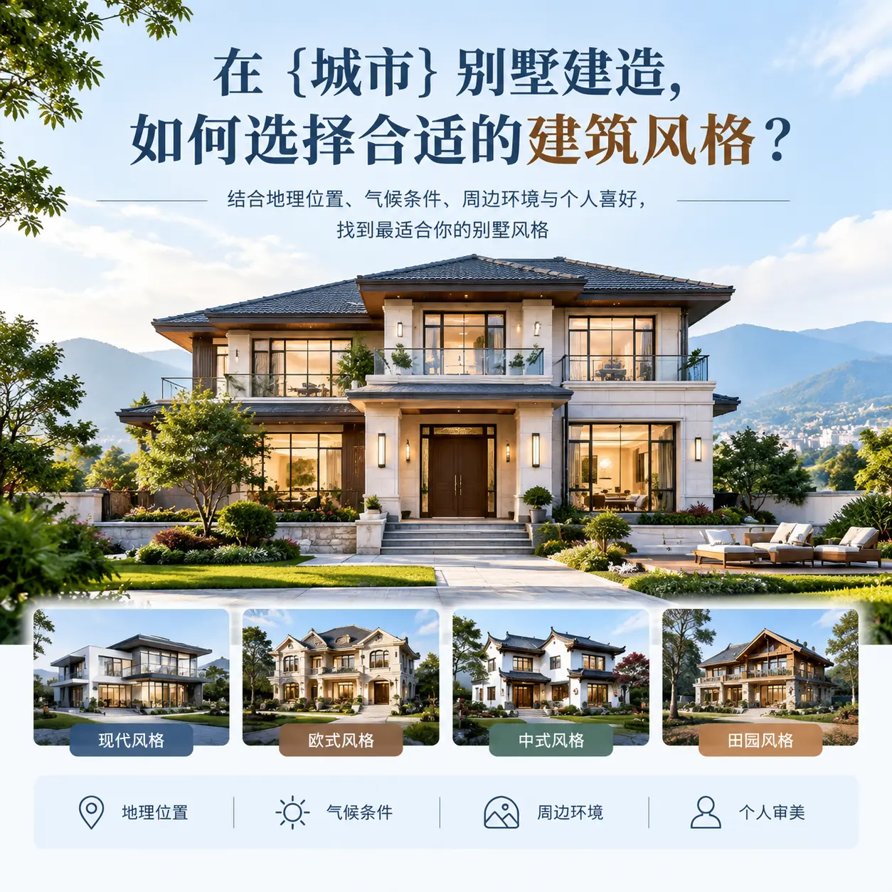 在 湄潭 别墅建造,如何选择合适的建筑风格?